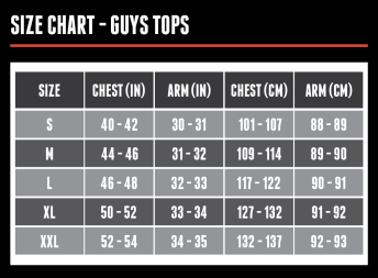 Size Chart - Guys Tops